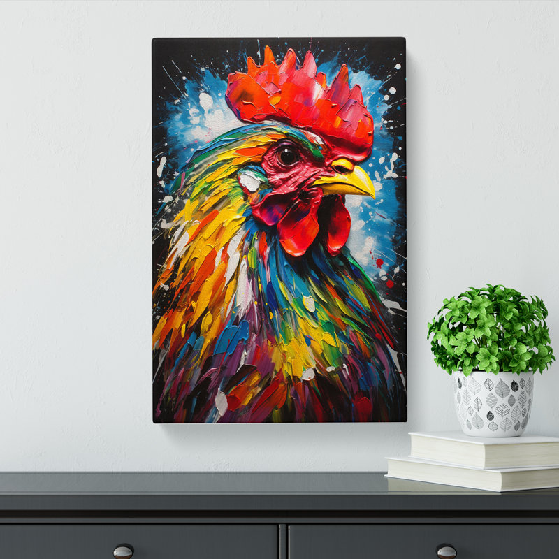 Rooster Action No.2 - No Frame Print, 76cm H x 50cm W x 3cm D