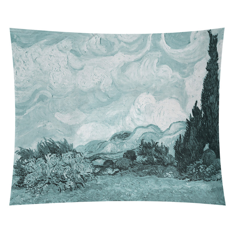Wheatfield avec tapisserie blé cyprès, Intérieur / extérieur, H 51,5 po x l 60,5 po