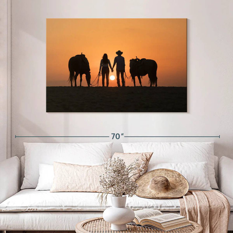 Couple de cowboys Hardie, H 32 po x l 48 po