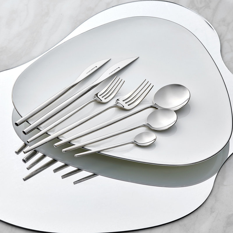Karaca Mild 84 Piece 316+ Stainless Steel Cutlery Set for 12 People, Silver