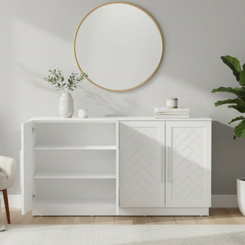 Buffet 60,11 "avec rangement, armoire d'appoint avec tablettes réglables pour la cuisine, la salle à manger et le salon