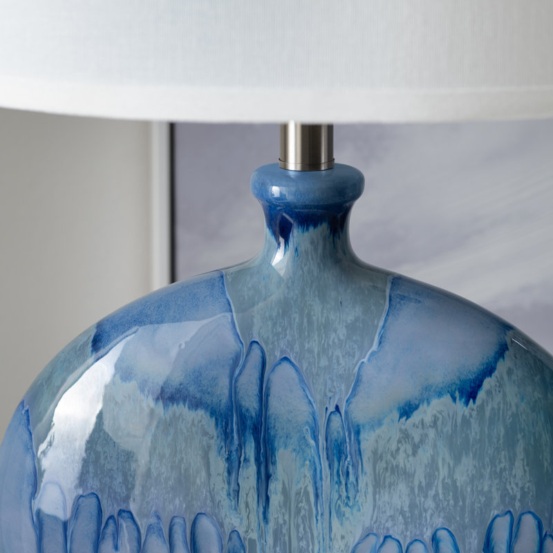 Lampe de table 27 "en céramique avec abat-jour blanc