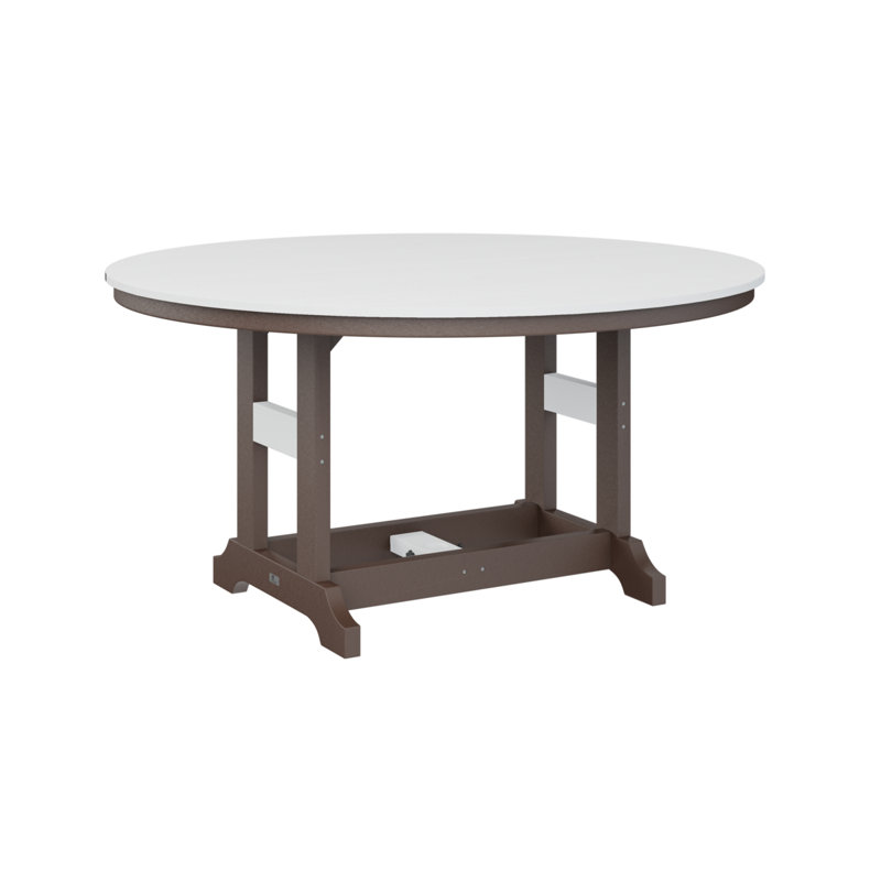 Garden Classic Outdoor Round Bar Table, White, Chocolate Brown