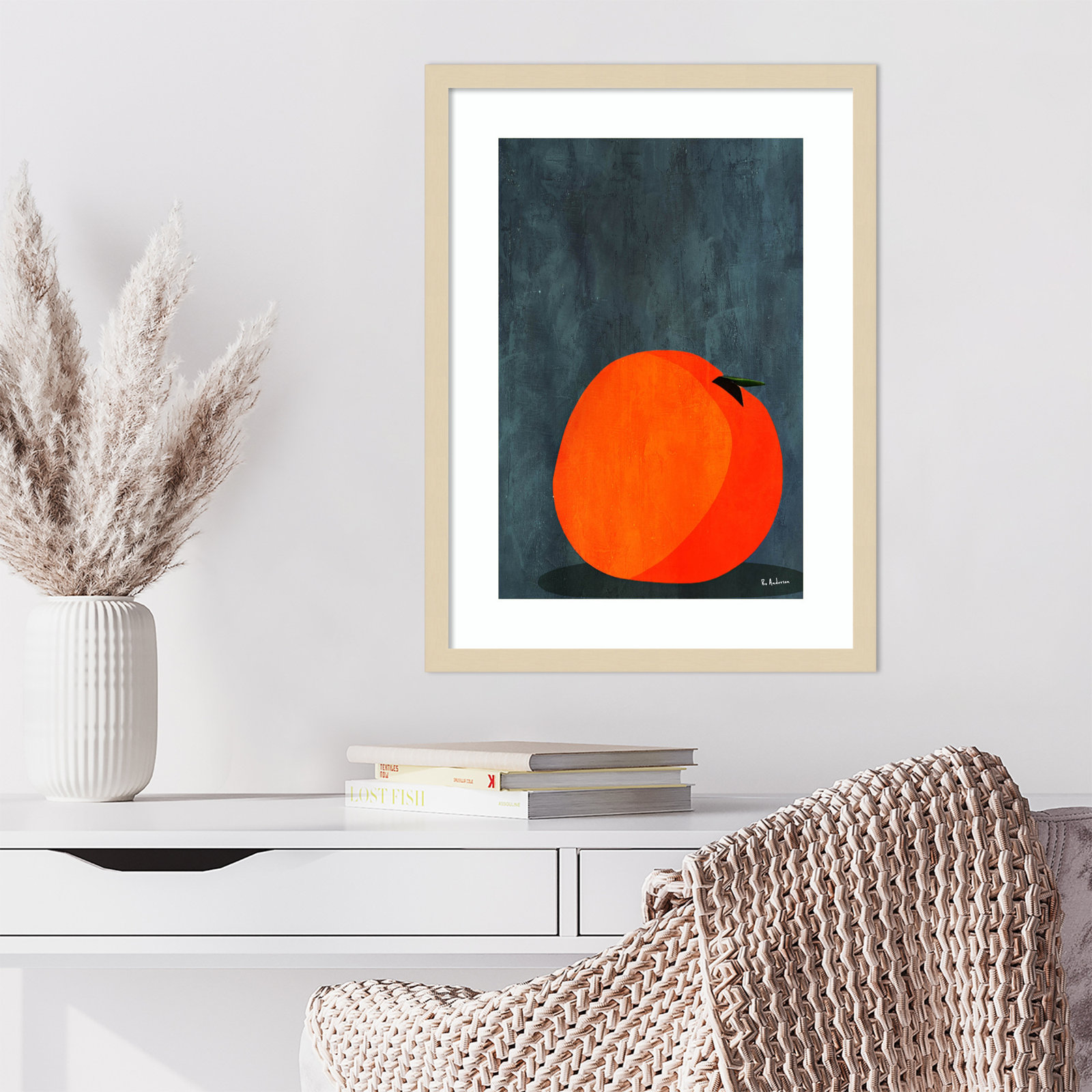 Calmly Sleeping Apple Print, Brown, 23" H x 17" W