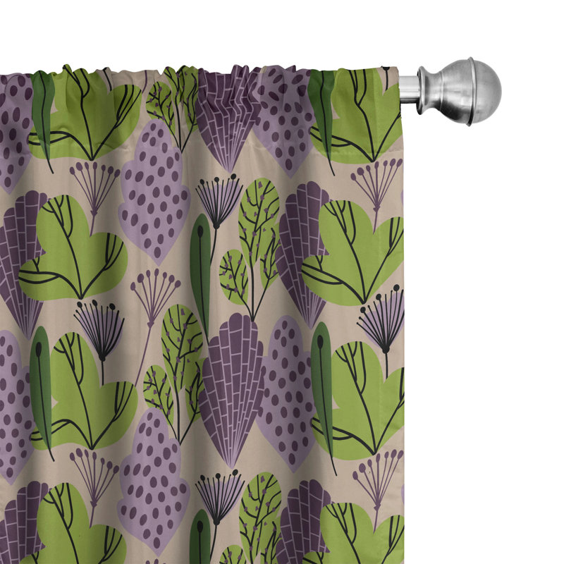 Botanical Abstract Semi-Sheer Rod Pocket Sliding Panels, 28" x 63"