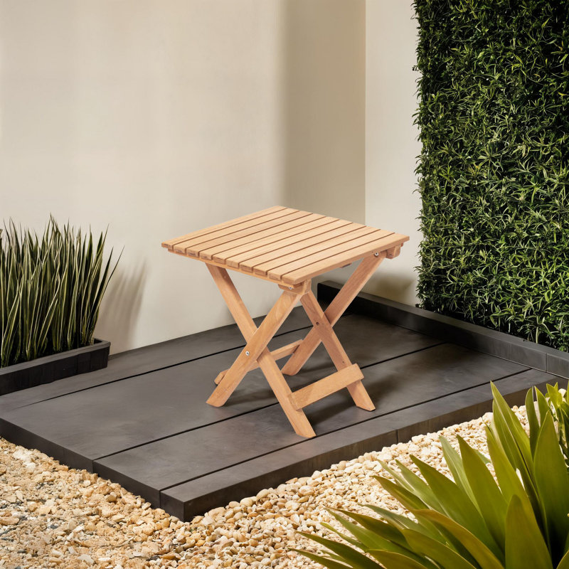 Ambrea Rectangular Beech Folding Outdoor Side Table , 40cm cm W 40cm cm D