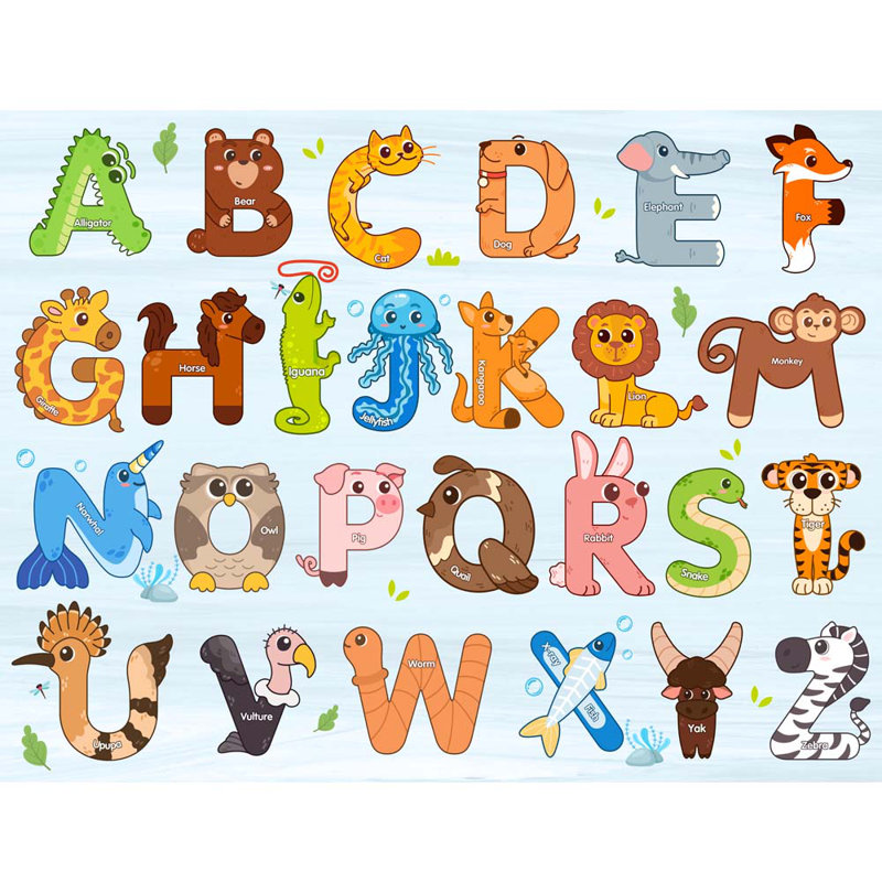 Kids Carpet Playmat Rug with Non-Slip Backing Game Area for Baby Toddler Kid Child Educational Learn in Letter & Animal Bedroom Classroom Playroom