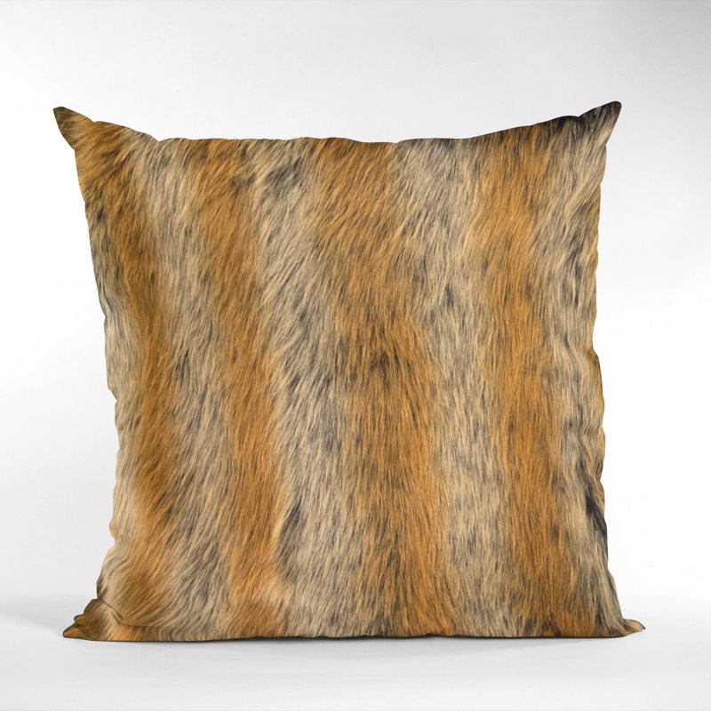 Animal Print Reversible Throw Pillow, 18" x 18", Animal Print, Brown/Gold
