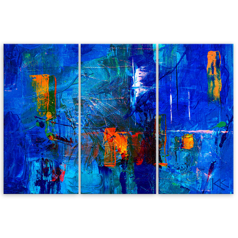Hand-packed In Blue - 3 Piece No Frame Set on Canvas