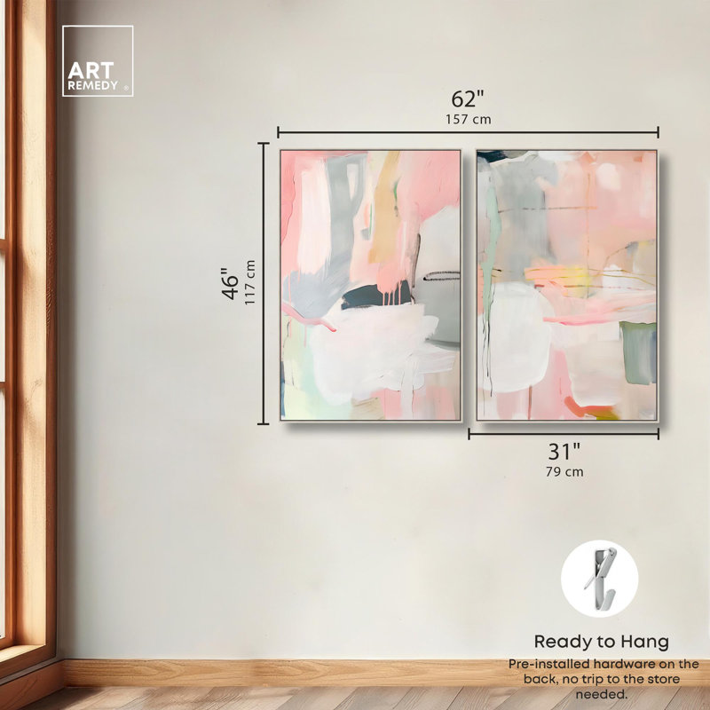 «Oasis Minimalist Room Art», ensemble de 2 impressions sur toile par , H 46 po x l 31 po, Argent argent