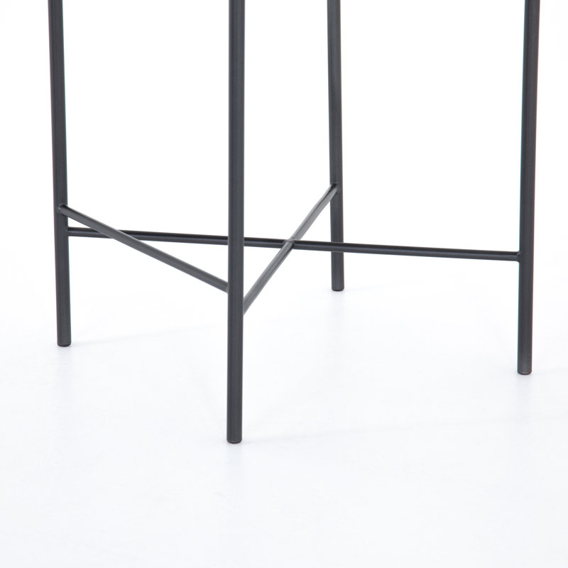 Garza Upholstered Bar Stool with Metal Frame, Natural Genuine Leather, Counter Stool (25" Seat Height)
