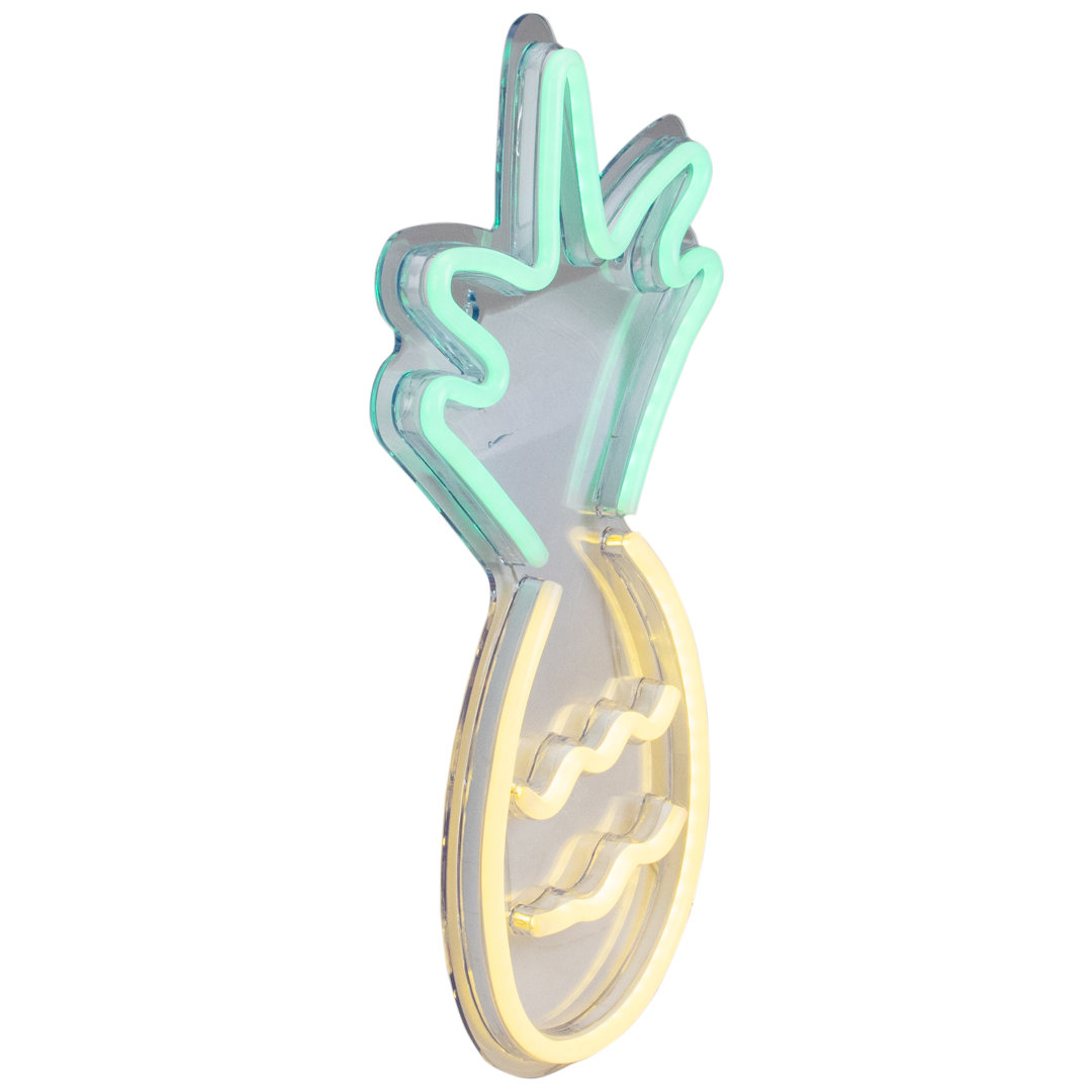 16" Yellow and Green Pineapple LED Neon Style Wall Sign Northlight Seasonal