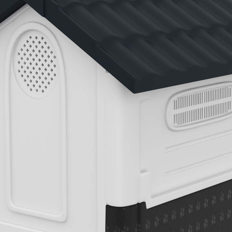 Plastic Dog House, Grey, 66cm H x 64.5cm W x 57cm D