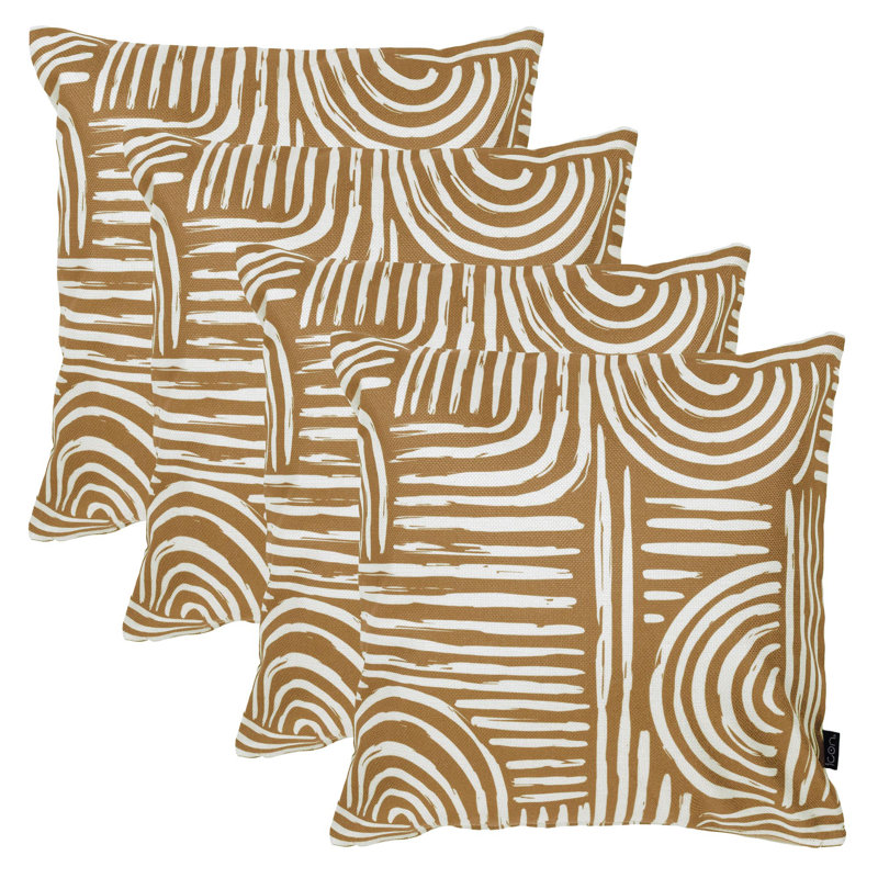 Indoor / Outdoor Square Cushion, Brown/White Abstract