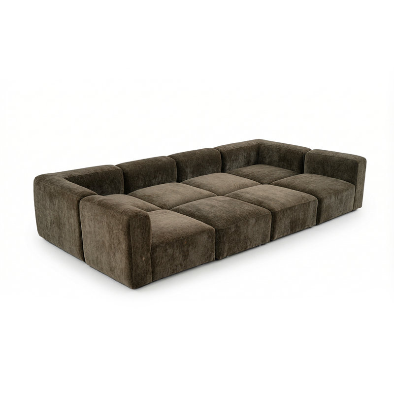 Canapé modulaire Chenille, Chenille brun chocolat, 25" H x 127" W x 63.5" D