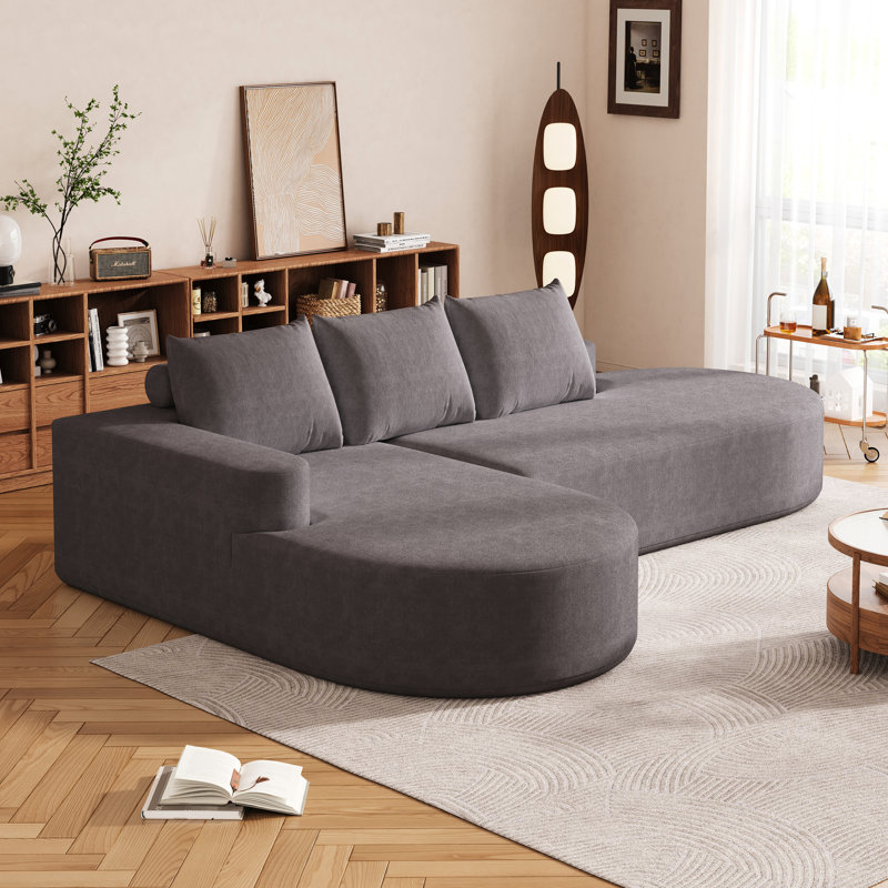 Canapé modulaire en L 108,5 po Chenille, Grey, Left Hand Facing