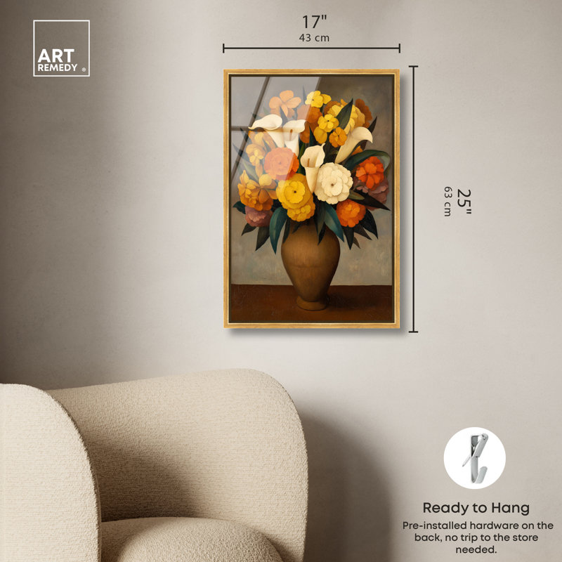 «Yellow Marigolds II», art floral encadré par Art Remedy, cadre doré, 16 x 24, 25"H x 17"W, Gold Frame