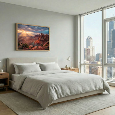 Ensemble de 1 tableau sur toile « Coucher de soleil dans le désert ».