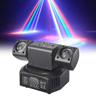 Mini lumières à DEL à tête mobile, double tête, perles RVB couleur 3535, perles stroboscopiques 10 W, contrôle du signal Dmx512, activation du son, pour scène de disco Ktv