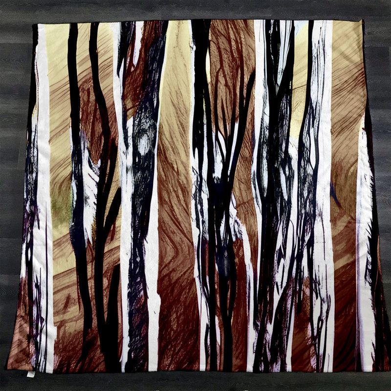 Throw Blanket, 68" W x 80" L, Striped/Abstract, Brown/Black/Tan