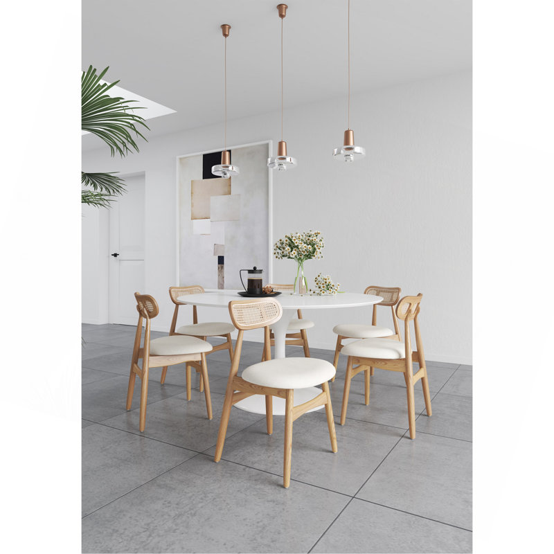Ensemble de 2 chaises de salle à manger, Naturel, Beige