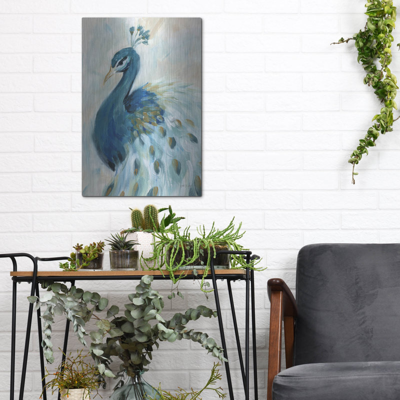 Art mural en métal luxueux «Pretty Peacocks 2» par Yvette St. Amant, H 16 po x l 12 po