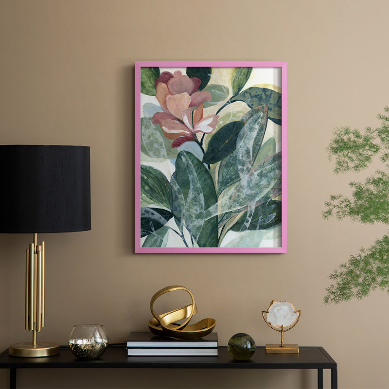 «Lush Gardens», reproduction encadrée - bois massif, H 30 po x l 24 po, Rose