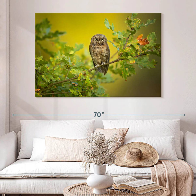 Owl Perching On Tree, 34" H x 51" W