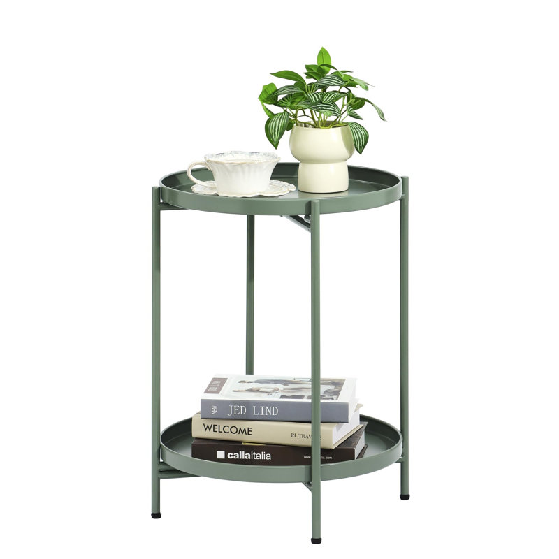 Table de bout ronde à 2 niveaux, Vert sauge