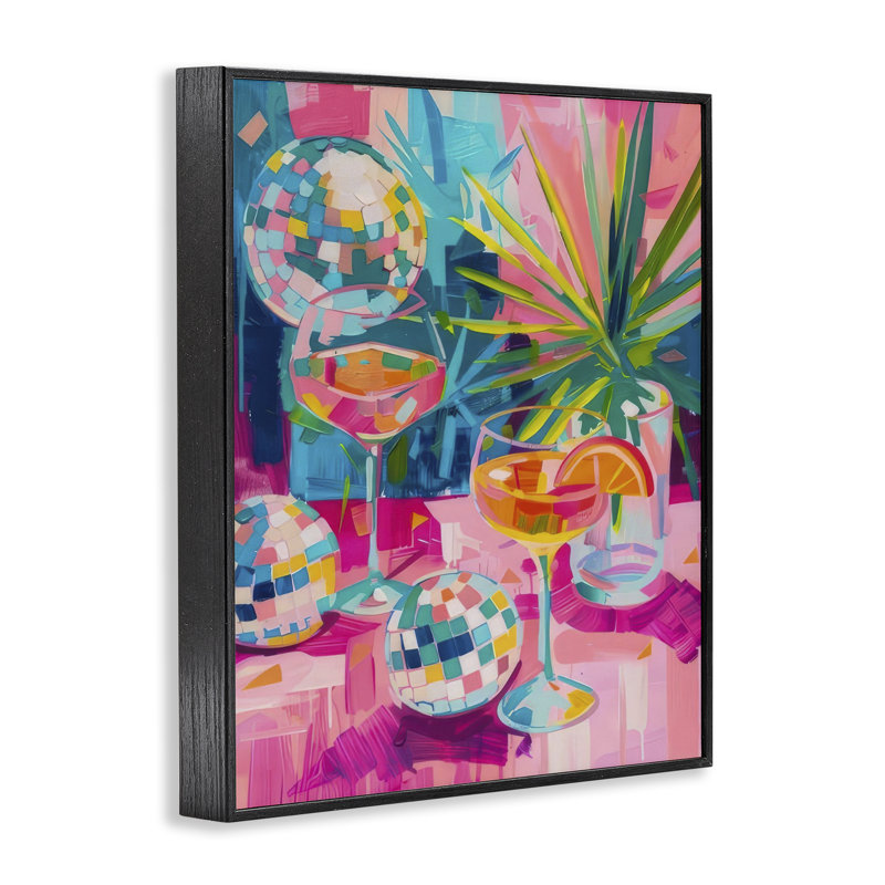  «Dazzling Disco Cocktail», estampe numérique par LSR Design Studio, Giclée encadrée noir minuit, H 14 po x l 11 po