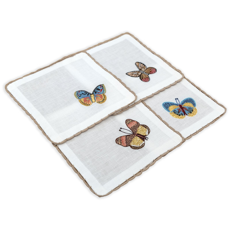 Flutter and Lace Cocktail Napkins 6x6 Inch