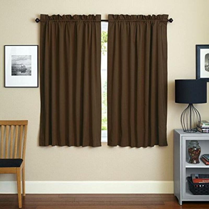Currahee Cotton Blend Room Darkening Curtain Pair, Chocolate, 52" W x 84" L