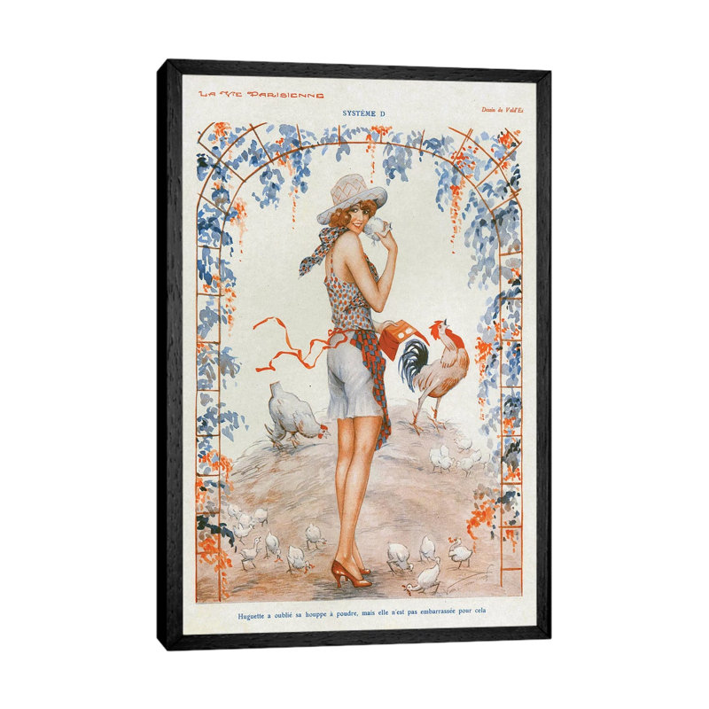 1920s La Vie Parisienne Magazine Plate - Print on Canvas, 66.04cm H x 45.72cm W x 3.81cm D, Black Floater Framed