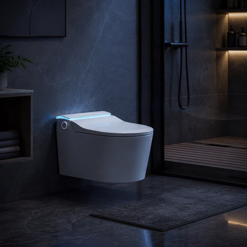 Toilette murale intelligente avec ouverture automatique du couvercle et bidet