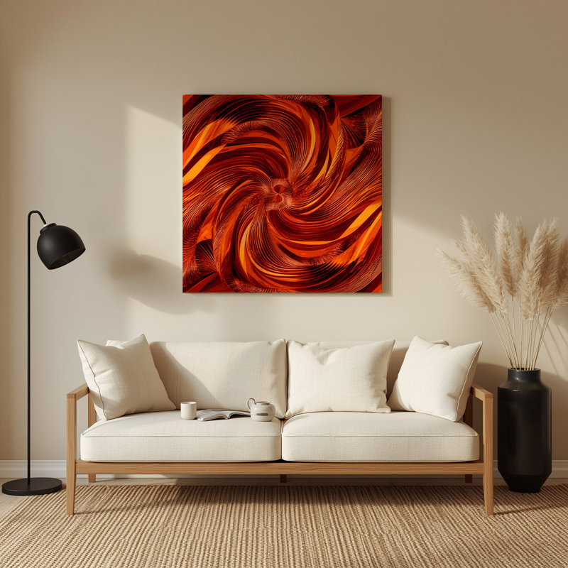 Art mural rouge Op Op 25, H 96 po x l 96 po x P 0,05 po