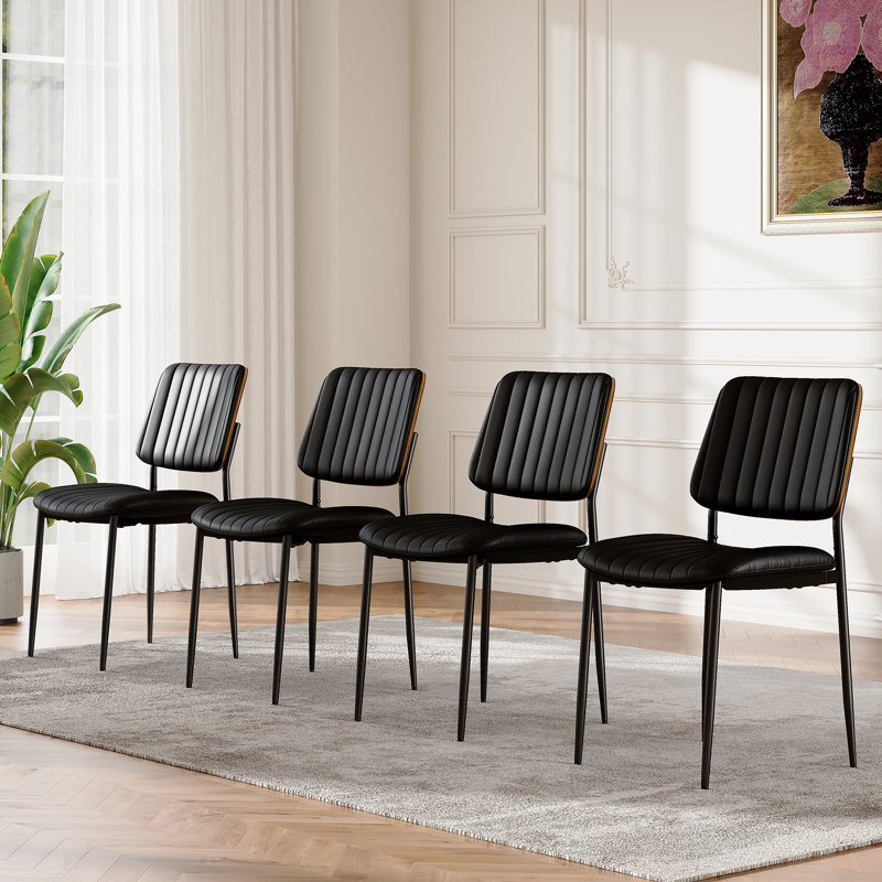 4 - Person Round Dining Table Set With Hidden Storage & 4 Upholstered Chairs, Black, Black