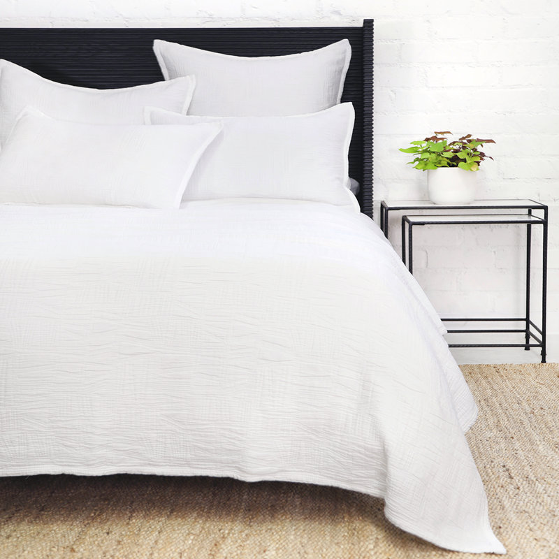Harbour Navy/Sea Glass/Taupe/White Cotton Piece Sham, King, White