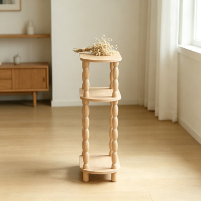 Table d'appoint étroite avec tablettes ouvertes à 3 niveaux, table de bout mince pour petits espaces, table de chevet de chevet avec pieds fuselés rétro, noyer rustique