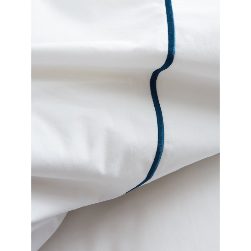 Benin Traditional Percale Duvet Cover, Full/Queen Duvet Cover + 2 Shams, Navy/White