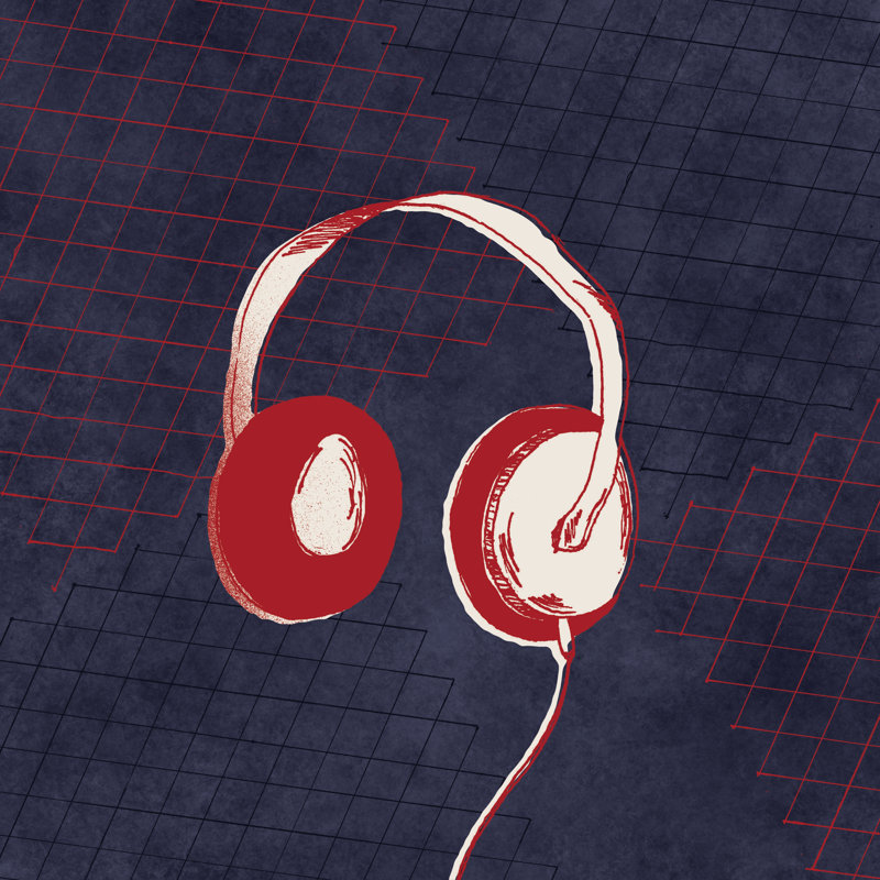 «Rocker Headphones» sur, H 12 po x l 12 po, Non, Toile encadrée noire