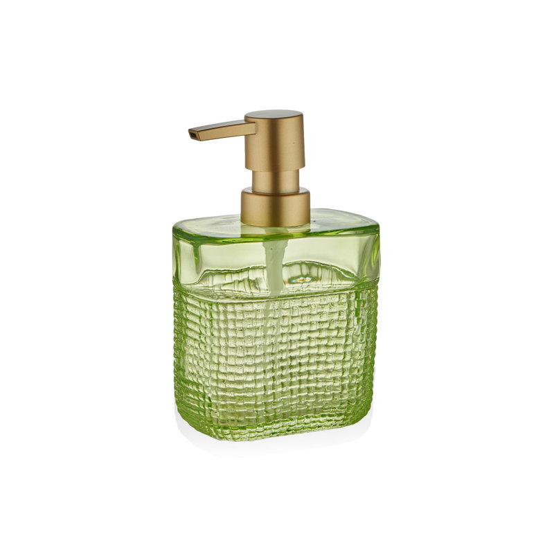 Elegant Glass Soap Dispenser, Green, 3.9 x 3.9 x 5.9 inches | 100% Durable Glass Construction | Ideal for Kitchen & Bathroom Decor | Stylish & Functional Design, Easy to Refill and Clean