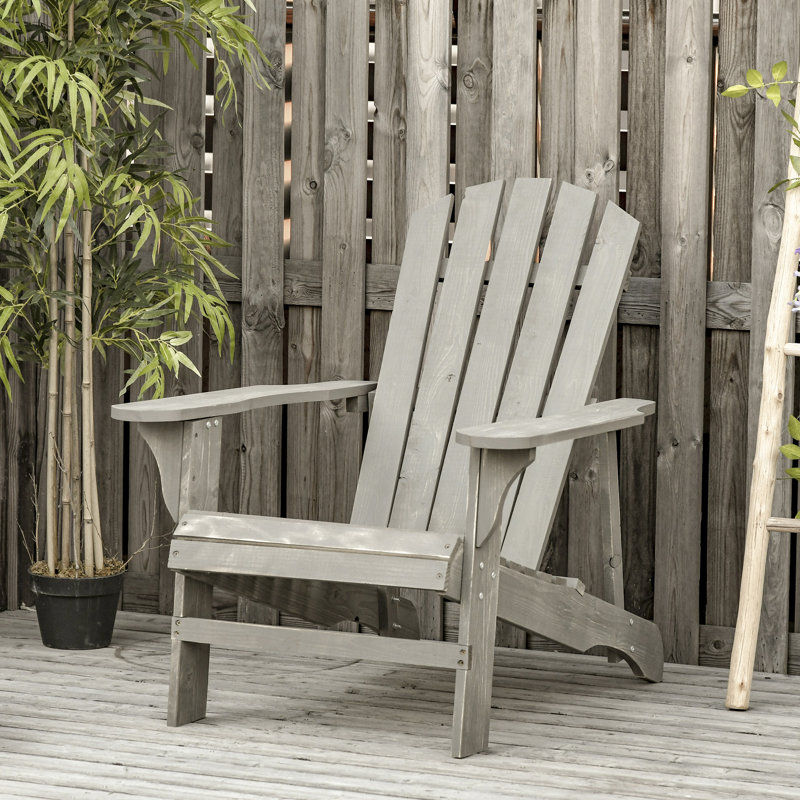 Chaise Adirondack en bois massif Boukra, Gris