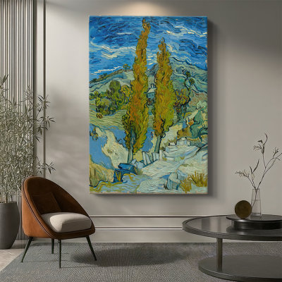 Two Poplars in the Alpilles near Saint-Rémy -Gallery Wrapped Canvas by Vincent van Gogh
