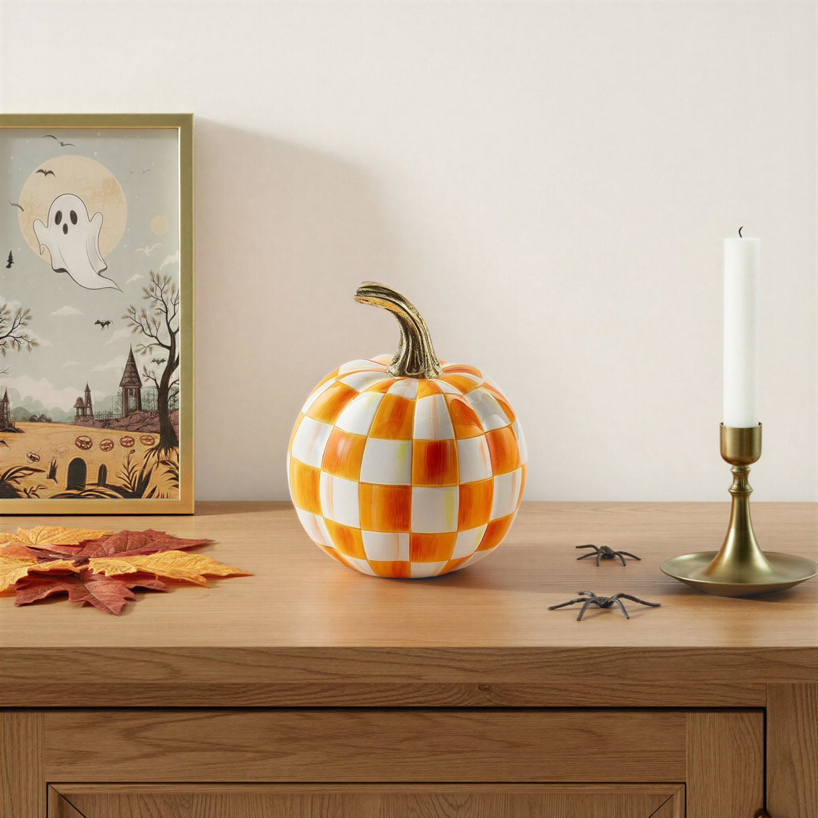 Orange Check Mini Pumpkin