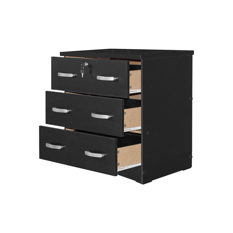 Commode 3 tiroirs, Noir