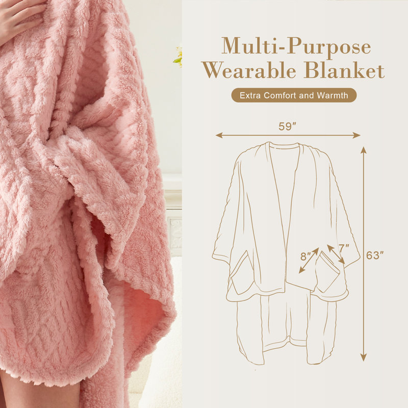 Jeté en sherpa avec poches Wearable, Rose