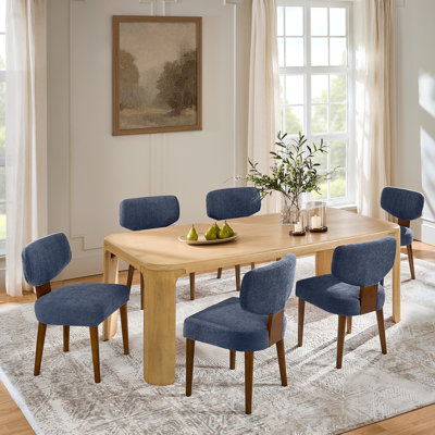Keim 21''W Mid Century Modern Ergonomic Seating Design Dining Chair with Solid Wood Legs Set of 6