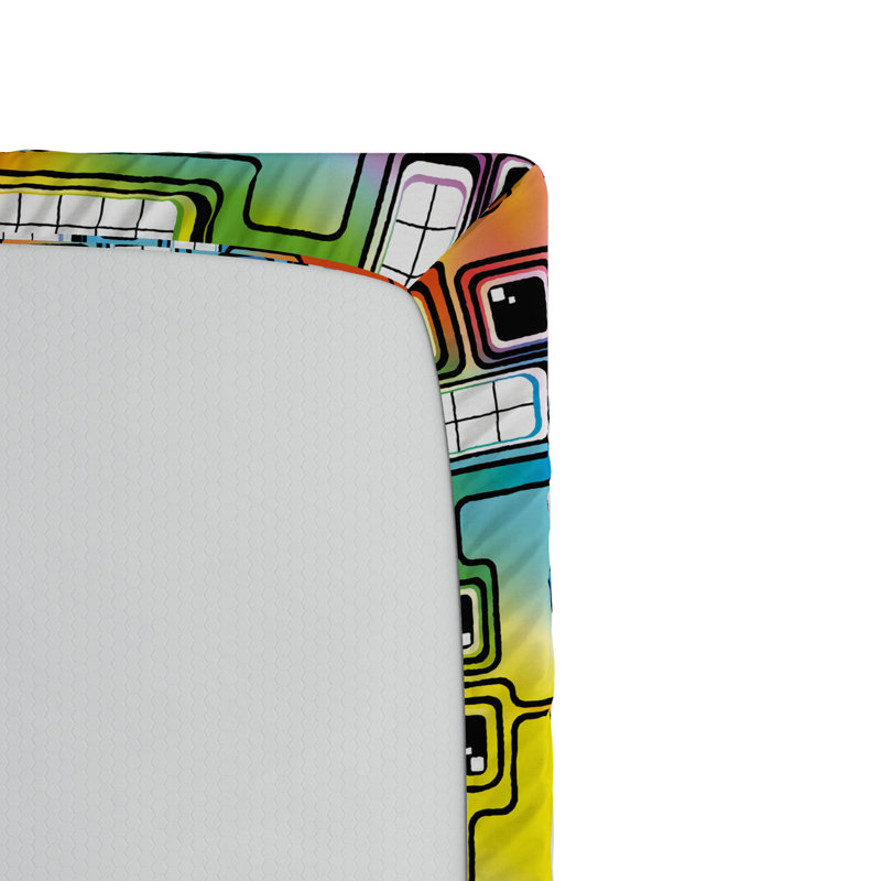 Drap d’ajustement géométrique coloré, Drap-housse de taille double