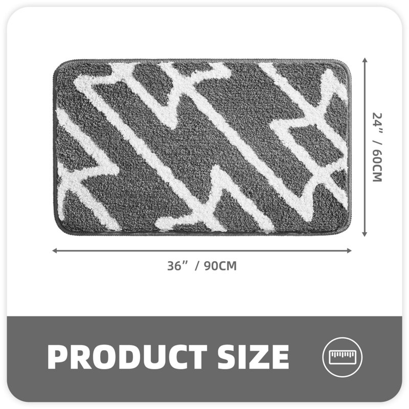 Tapis pour salle de bain Dorwin, Gris foncé, H 0,7 po x l 36 po x P 24 po