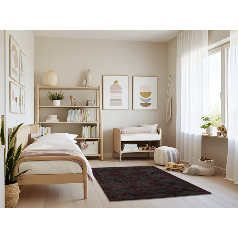 Tapis gris en treillis lavable à la machine, Rectangulaire 3 pi x 5 pi